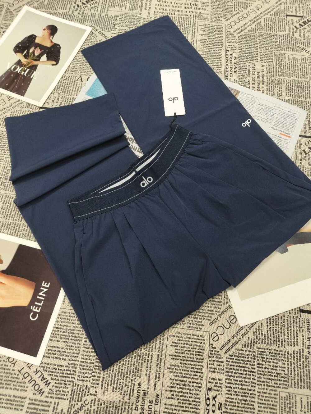 Alo Yoga Navy Blue Wide Leg Pants π Y2K Athleisure Leisure Office (Regular)π - Picture 2 of 8